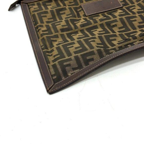 FENDI Zucca pattern Flat Bag Cluch Bag Canvas Brown - Picture 11 of 12
